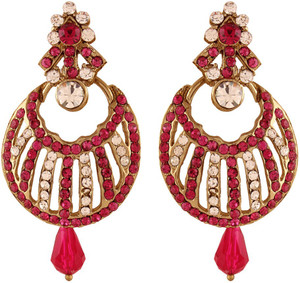 I Jewels Traditional Gold Plated Stone Alloy Chandbali Earring