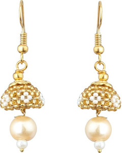Waama Jewels Rajwada Theme Bollywood Golden Color Jaipur Handmade Latest for Women And Girls Pearl Brass Drop Earring
