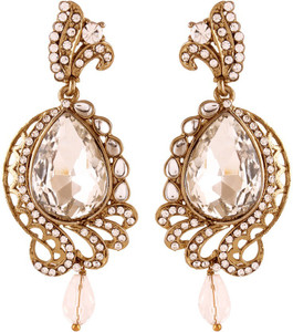 I Jewels Traditional Gold Plated Kundan & Stone Alloy Drop Earring