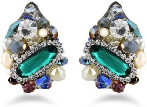 Jazz Jewellery Traditional & Fancy Design Multicolor Stone & Pearl Sudded Earring Alloy Stud Earring