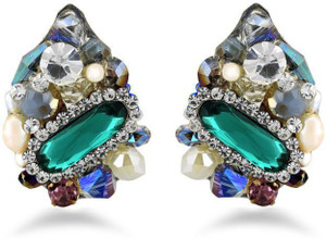 Jazz Jewellery Traditional & Fancy Design Multicolor Stone & Pearl Sudded Earring Alloy Stud Earring
