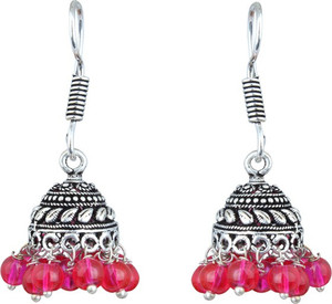 Waama Jewels Bollywood Inspired Stylish Party Wear Silver Plated Traditional Pearl Brass Jhumki Earring
