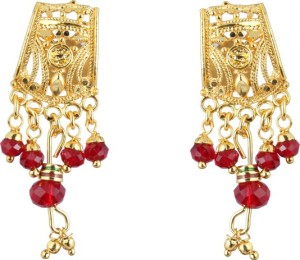Waama Jewels Red pearls Gold-Plated Stud For Women Brass Stud Earring