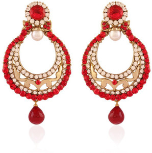 I Jewels Stone Alloy Chandbali Earring