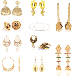 GoldNera Chic combo of 10 Alloy Jhumki Earring