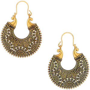 Crazytowear Floral Oxidised Alloy Hoop Earring