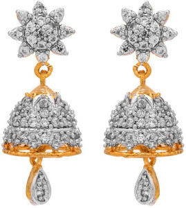 Rajwada Arts Stylish American Diamond Brass Jhumki Earring