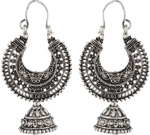 Crazytowear Ethnic Silver Metal Alloy Hoop Earring