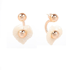 GoldNera White Leaf Alloy Stud Earring