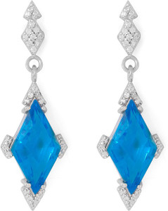 Voylla Precious Classic Plain Crystal Sterling Silver Dangle Earring