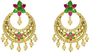 MP Fine Jewellery Designer Pair of Tops Zircon Alloy Chandbali Earring