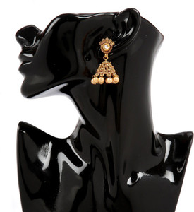 GoldNera 18K Goldplated Kundan Traditional Alloy Jhumki Earring