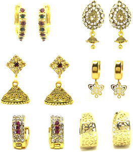 GoldNera Combo of 6 Elegant Alloy Jhumki Earring