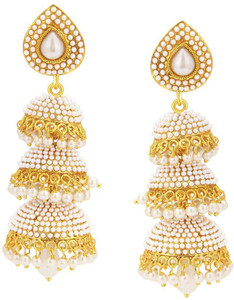 Jewels Guru Diva Style Pearl Alloy Jhumki Earring