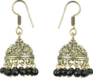 Waama Jewels Elegant Pair Of earring Adorned With Black Pearls Pearl Brass Jhumki Earring