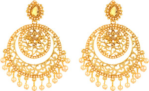 Bling N Beads Wedding partywear Silver, Alloy Chandbali Earring