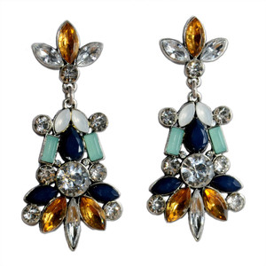 Colors of Sin Yellow black crystal plant Alloy Dangle Earring, Drop Earring