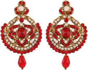 I Jewels Traditional Gold Plated Stone Alloy Chandbali Earring