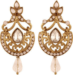 I Jewels Traditional Gold Plated Stone Alloy Chandbali Earring