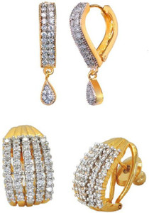 Jewels Guru Just Like Diamond Cubic Zirconia Brass Earring Set