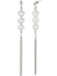 Jazz Jewellery Long Chain and Diamond Studded Brass, Alloy Drop Earring