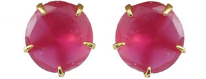 Waama Jewels Red Colored Gemstone Setting Fashion Jewellery for women and girl Party Wear hippie Cubic Zirconia Copper Stud Earring