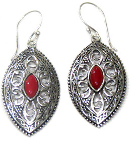 Nakkashee Trendy Boho Stone Coral Brass Dangle Earring