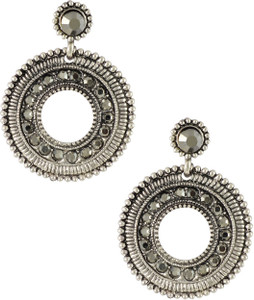 Sarah Round Oxidised Metal Drop Earring