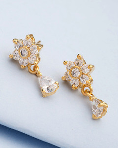 Voylla Artificial Classic Embellished Cubic Zirconia Brass Dangle Earring