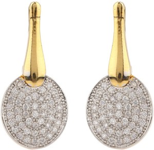 Rajwada Arts Round Shape With American Diamond Brass Drop Earring