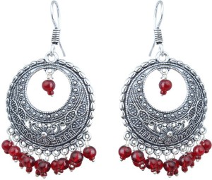 Waama Jewels Maroon Festive Wear for Women Gift For Wife Pearl Brass Chandelier Earring