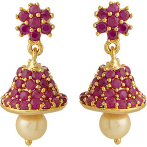 Voylla Artificial Classic Embellished Crystal Brass Jhumki Earring