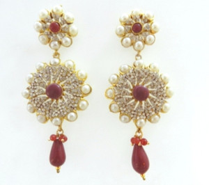 Radhesh Creation Crystal Brass Drop Earring