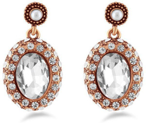 Jazz Jewellery Beautiful & Exquisite AD Stone Earrings with White Pearl Alloy Drop Earring