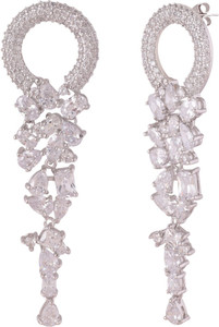 Shaze Trendy Cubic Zirconia Brass Drop Earring
