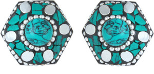 Waama Jewels Multi Color Cubic Zirconia Silver Plated back Push Style for Women Cubic Zirconia Brass Stud Earring