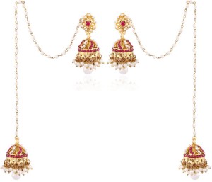 I Jewels Gold Plated Ethnic Hanging Alloy Jhumki Earring