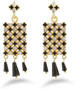 Jazz Jewellery Antique Design Black & White Stone Brass Earring For Women Alloy Drop Earring