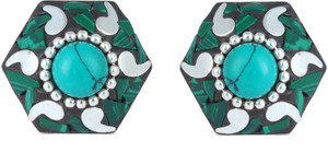 Waama Jewels Multi Color Cubic Zirconia Silver Plated back Push Style for Women Cubic Zirconia Brass Stud Earring