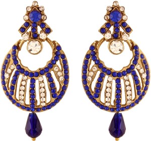 I Jewels Traditional Gold Plated Stone Alloy Chandbali Earring