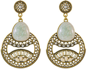 Sarah Beads & Stones Round Metal Drop Earring
