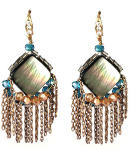 Jazz Jewellery CZ Unique Fancy Design Gold Plated AD Stone for Wedding Alloy Dangle Earring