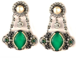 Jazz Jewellery CZ Party Wedding Wear Green American Diamond Alloy Alloy Drop Earring