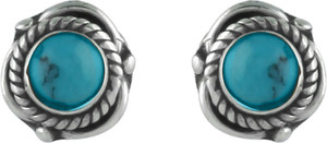 Abhooshan Precious Stones Turquoise Sterling Silver Stud Earring