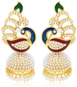 Jewels Gold Cubic Zirconia, Pearl Alloy Jhumki Earring