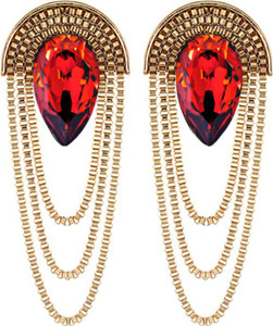 Crunchy Fashion Party Girl Red Alloy Chandbali Earring