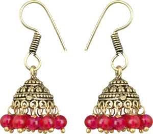 Waama Jewels Elegant Pair Of earring Adorned With Pink Pearls Pearl Brass Jhumki Earring