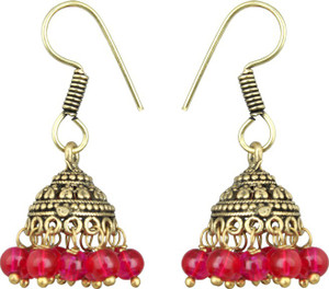 Waama Jewels Elegant Pair Of earring Adorned With Pink Pearls Pearl Brass Jhumki Earring