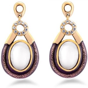 Jazz Jewellery Classy and Elegant Antique Gold Earrings with White Bead in Centre Alloy Drop Earring