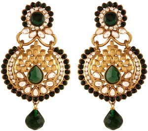 I Jewels Traditional Gold Plated Kundan & Stone Alloy Chandelier Earring